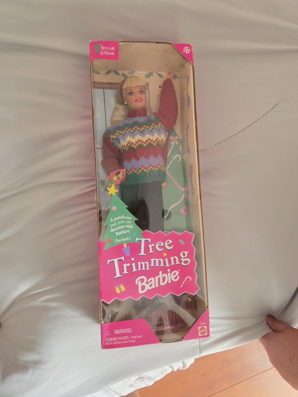 Barbie 1998 Tree Trimming Doll - In Box Pink Box